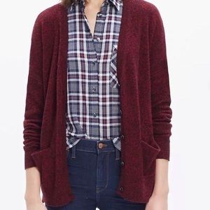 Madewell Maroon Marled Knit Cardigan, Medium, Academia Sweater